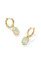 Hallie Gold Huggie Earrings Opalite Illusion